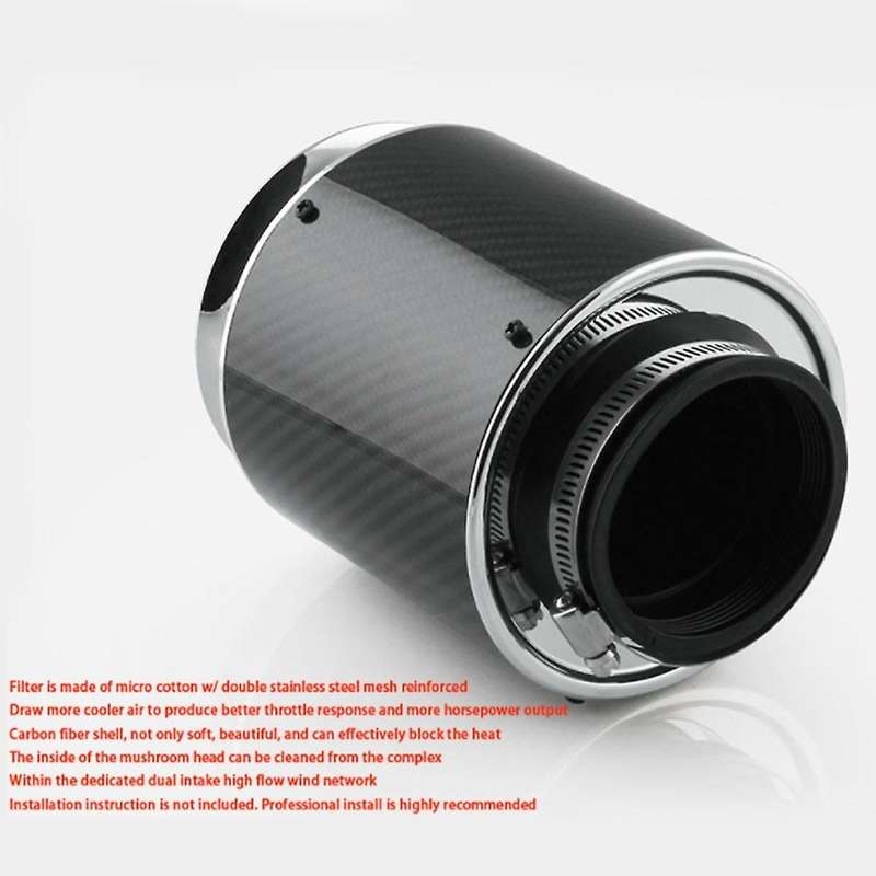 3 Inch Carbon Fiber Universal Chrome Car Air Filter Car Modified Mushroom Head Intake Cold Air Filte