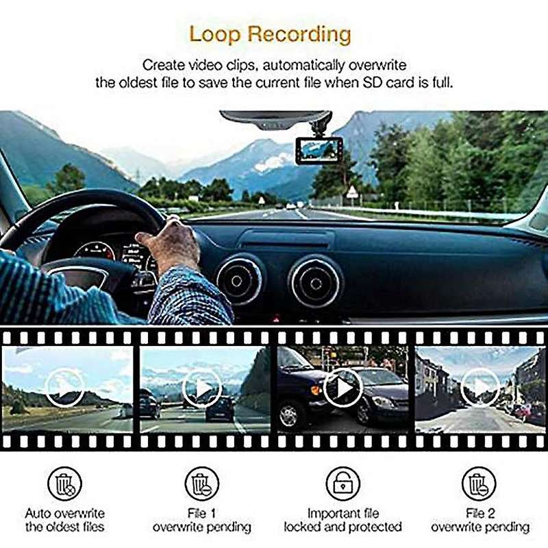 3 Inch Car DVR Video Recorder 1080P Cycle Recording Night Vision Wide Angle Driving Recorder D