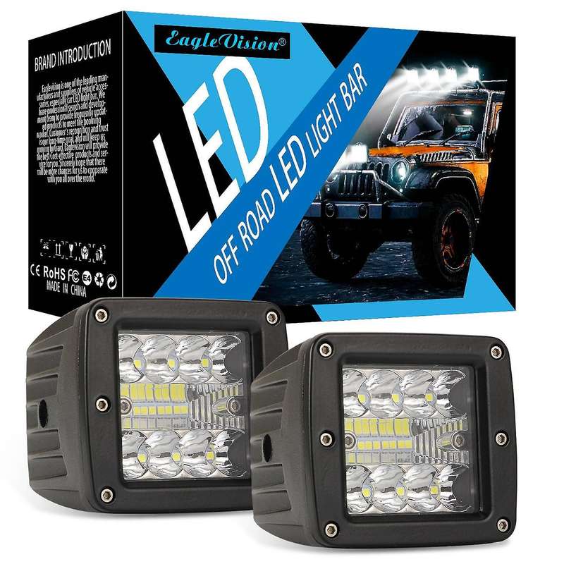 3 Inch LED Light Bar 48W Square Led Pods Spot Flood Combo Square Triple Row Off Road Lights
