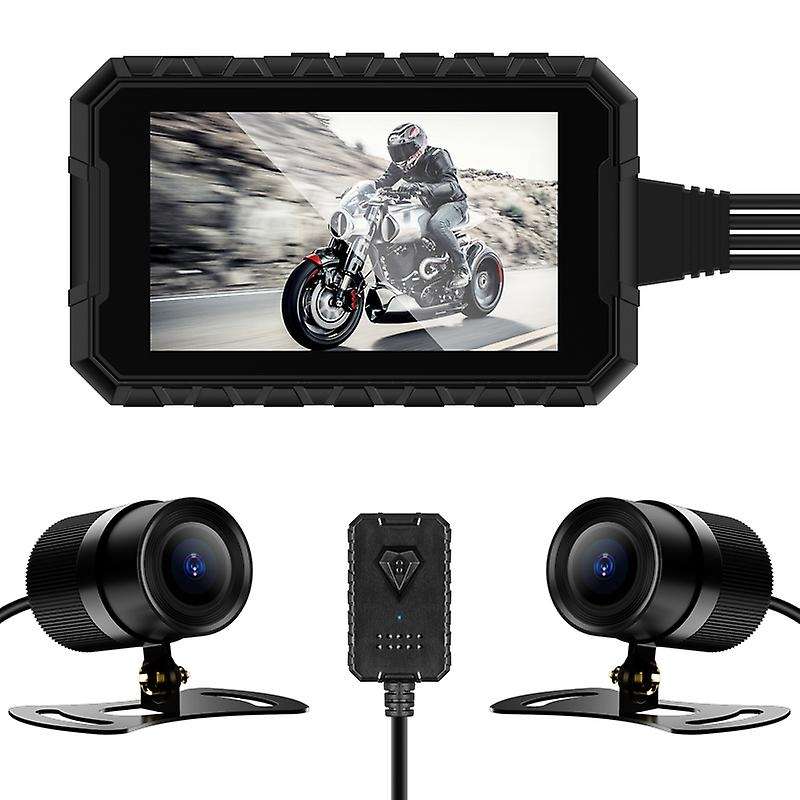 3 Inch Motorcycle Driving Recorder Front+Rear View 1080P HD Video Recorder Motorcycle Night Vision D