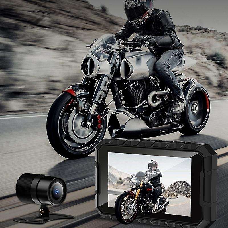 3 Inch Motorcycle Driving Recorder Front+Rear View 1080P HD Video Recorder Motorcycle Night Vision D