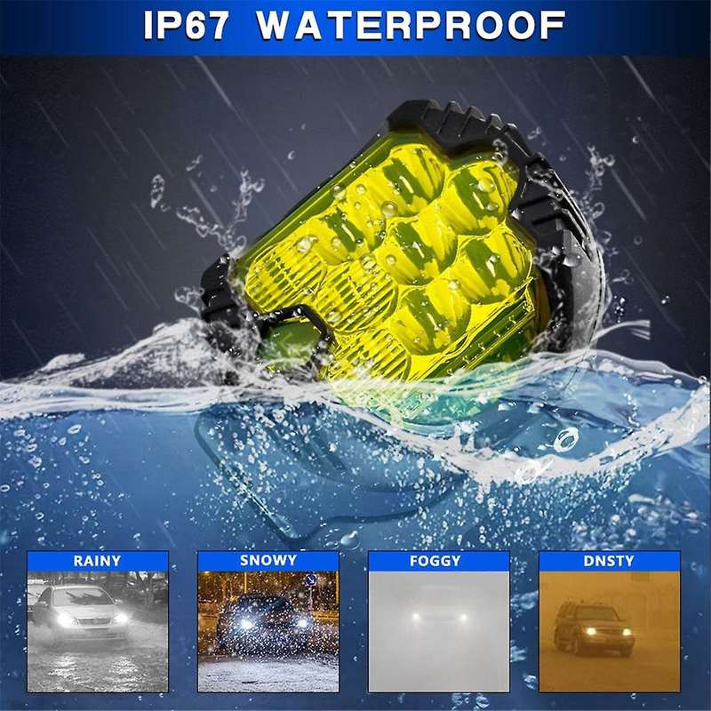 3 Inch Three Side Illuminated Work Lights LED Headlights for Truck Suv Boat Off-Road Vehicles ATV ,Y