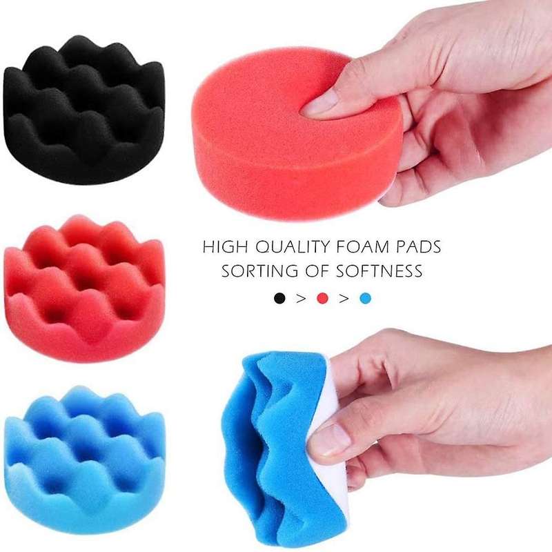 3 Inch Polishing Pads Sponge Buffing Pads Waxing Pads with M10 Drill Adapter for Automotive Car Whee