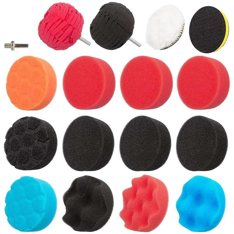 3 Inch Polishing Pads Sponge Buffing Pads Waxing Pads with M10 Drill Adapter for Automotive Car Whee