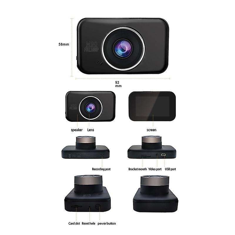 3 Inch LCD Car Front & Rear Dual Camera Dash Cam 1080P DVR Car Driving Recorder M90