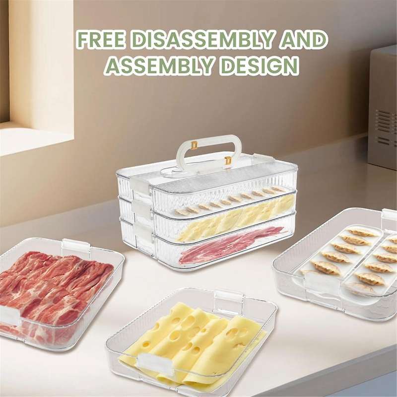 3 Layer Lunch Meat Container for Refrigerator Organizing Bacon Storage Container Refrigerator Food