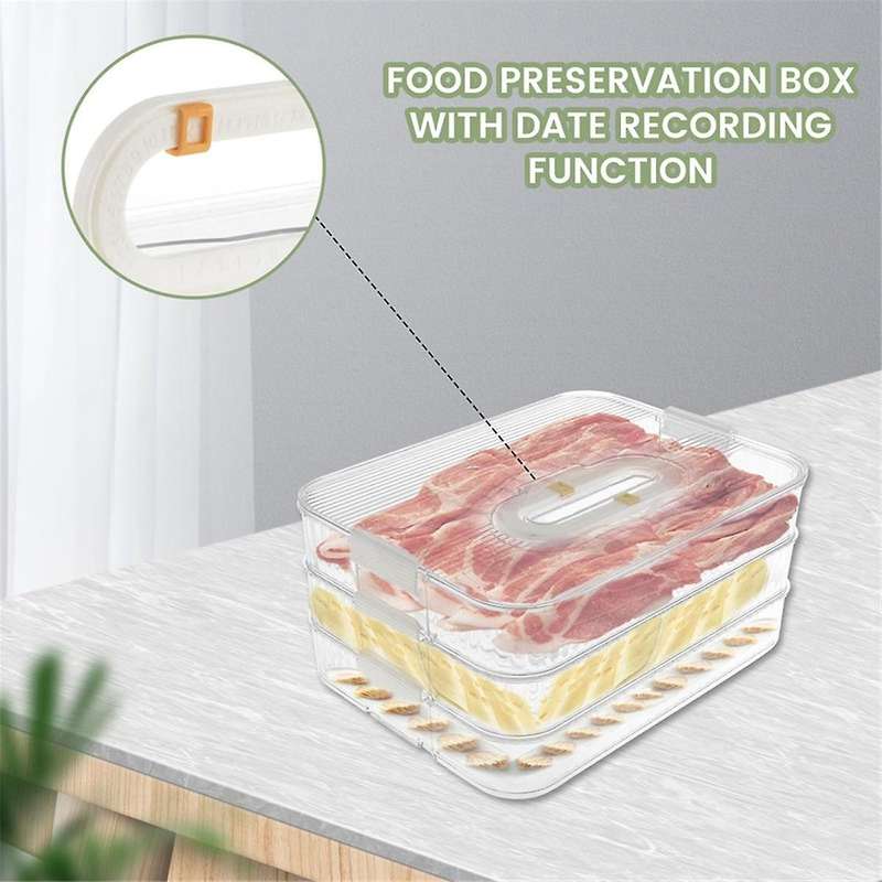 3 Layer Lunch Meat Container for Refrigerator Organizing Bacon Storage Container Refrigerator Food