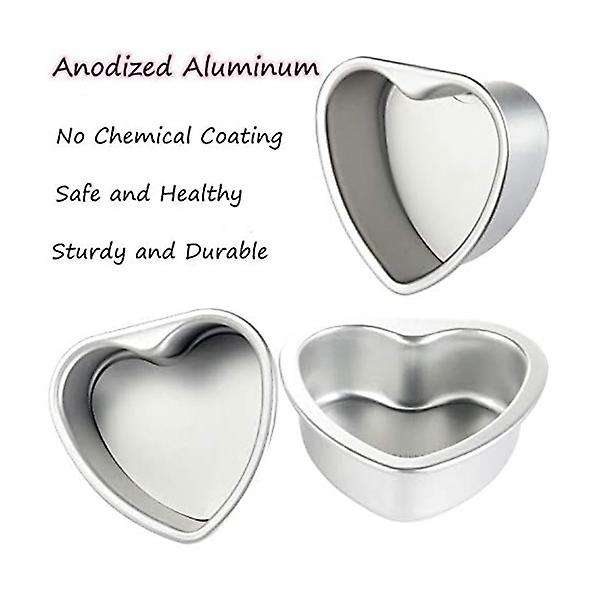 3 Pack Aluminum Heart Shaped Non-stick Cake Pan Set Diy Baking Mold Tool with Removable Bottom - 4 I