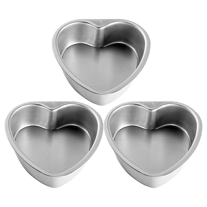 3 Pack Aluminum Heart Shaped Non-stick Cake Pan Set Diy Baking Mold Tool with Removable Bottom - 4 I
