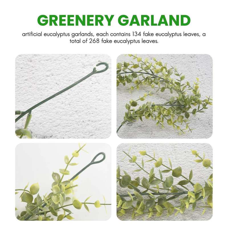3 Pack Artificial Garland, Artificial Vines Faux Eucalyptus Greenery Garland Wedding Backdrop Arch