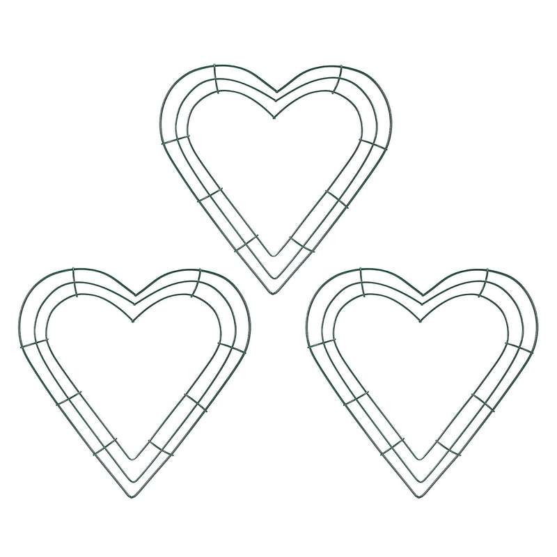 3 Pack Heart Metal Wreath 12 Inch Heart-Shaped Wire Wreath Frame for Home Wedding Valentine's Day