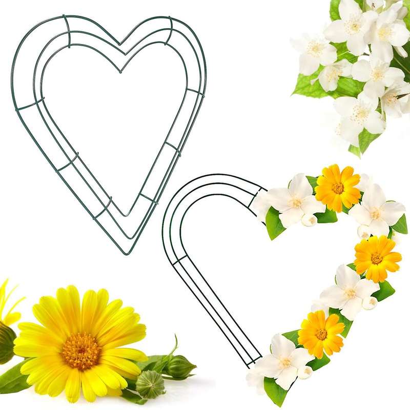 3 Pack Heart Metal Wreath 12 Inch Heart-Shaped Wire Wreath Frame for Home Wedding Valentine's Day