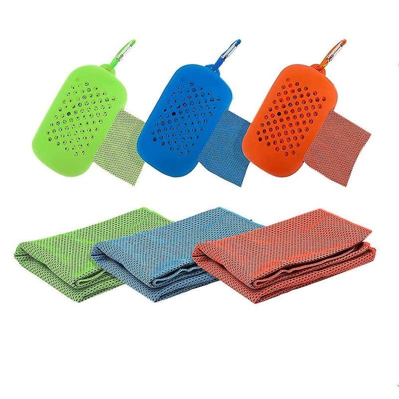 3 Pack Cooling Towels with Carry Case,Soft & Breathable Microfiber Chilly Towel for Camping, Fitness