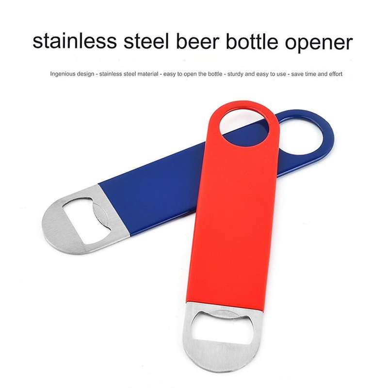 3 Pack Heavy Duty Stainless Steel Flat Bottle Opener, Solid and Durable Beer Openers, Red, Black, Gr