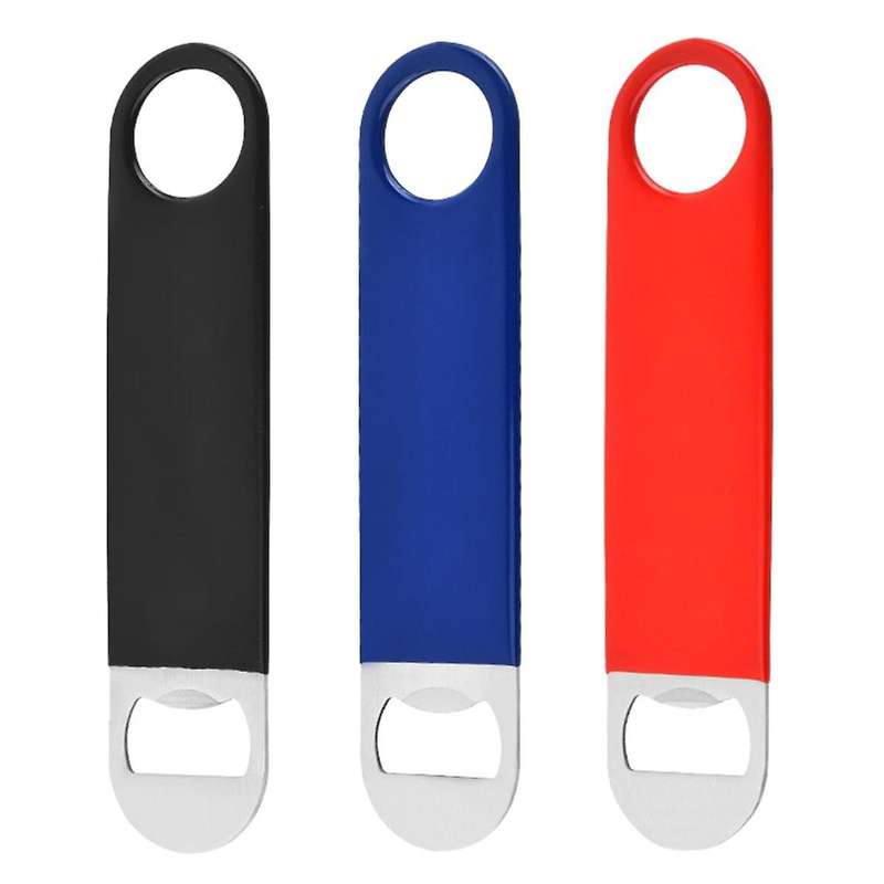 3 Pack Heavy Duty Stainless Steel Flat Bottle Opener, Solid and Durable Beer Openers, Red, Black, Gr