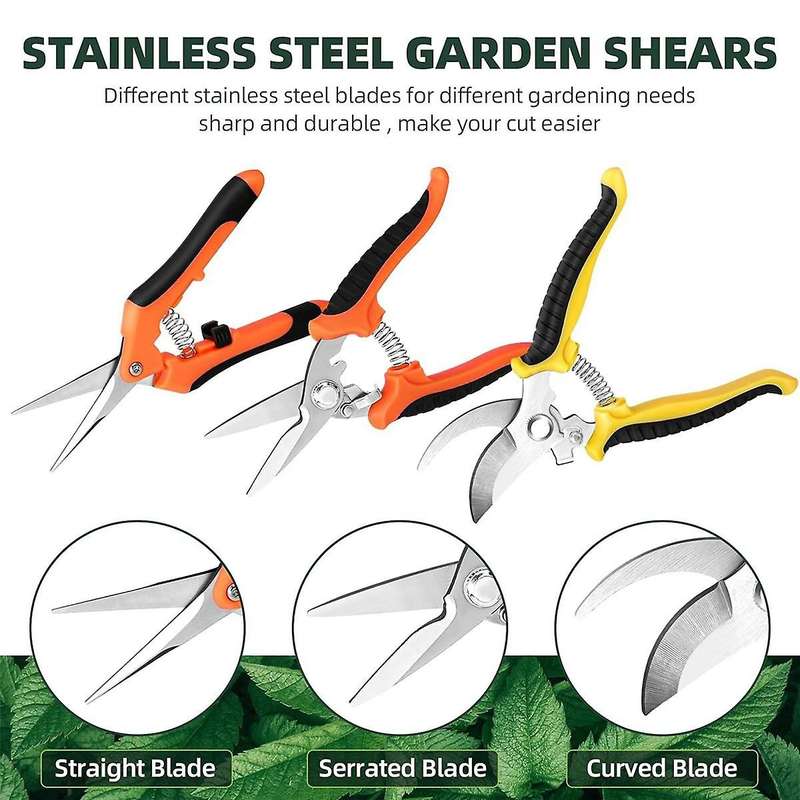 3 Pack Garden Pruning Shears, Stainless Steel Garden Shears, Gardening Shears, Gardening Scissors, G