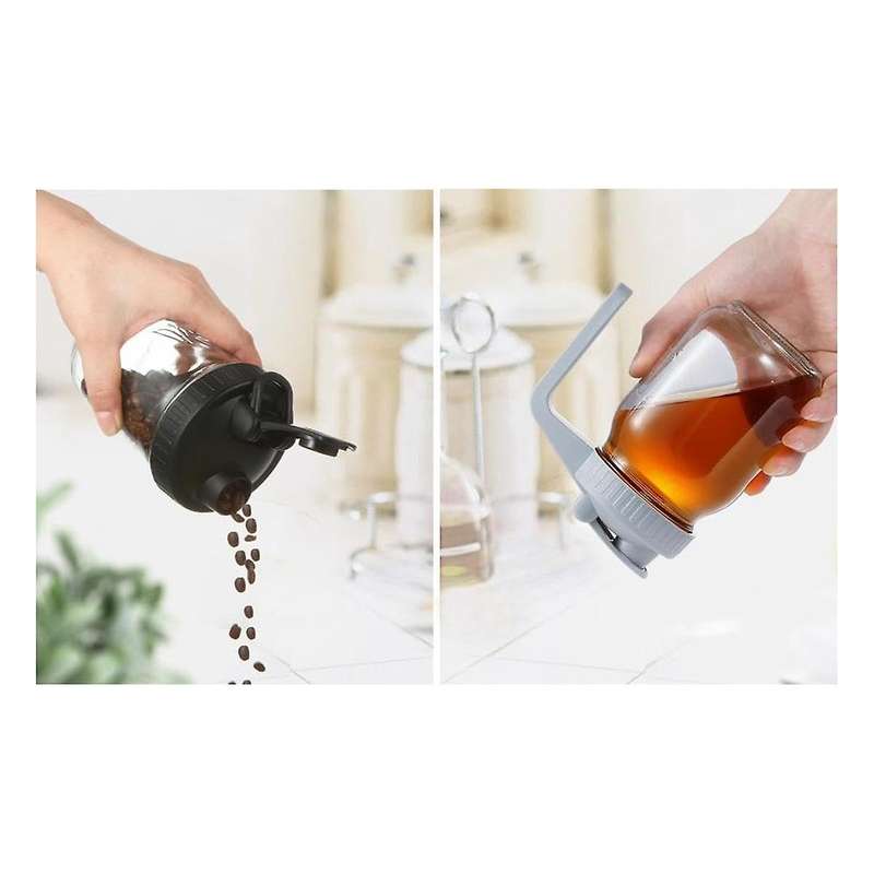 3 Pack Regular Mouth Mason Jar Flip Cap Lids with Handle, Compatible, Airtightand Leak-Proof Seal, E