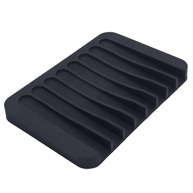 3 Pack Silicone Shower Soap Dish Set, Soap Saver Holder, Concave Black