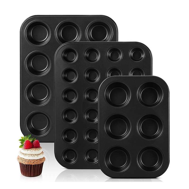 3 Pack Nonstick Muffin Pan Carbon Steel Cupcake Pan Muffin Tin Easy to Clean Muffin Tray Bakeware 6/