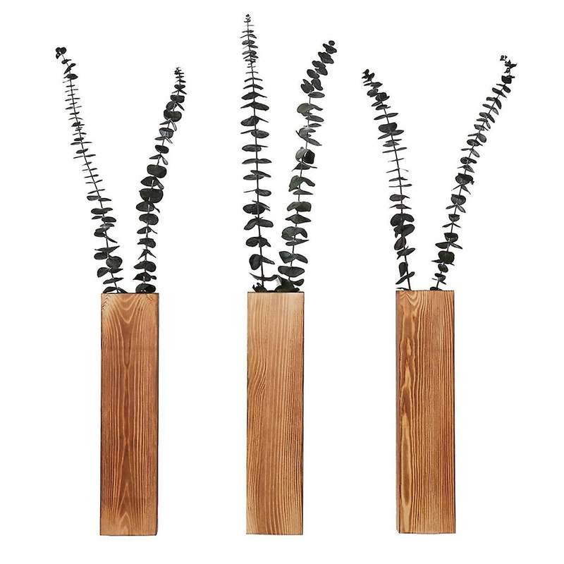 3 Pack Wall Planters for Indoor Plants, Wood Wall Decor for Bathroom, Room,for Dried Flowers and Fau