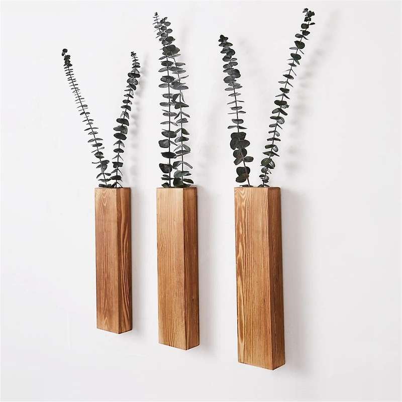 3 Pack Wall Planters for Indoor Plants, Wood Wall Decor for Bathroom, Room,for Dried Flowers and Fau
