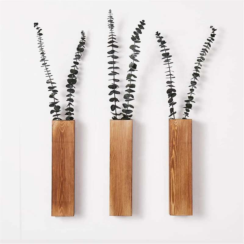 3 Pack Wall Planters for Indoor Plants, Wood Wall Decor for Bathroom, Room,for Dried Flowers and Fau