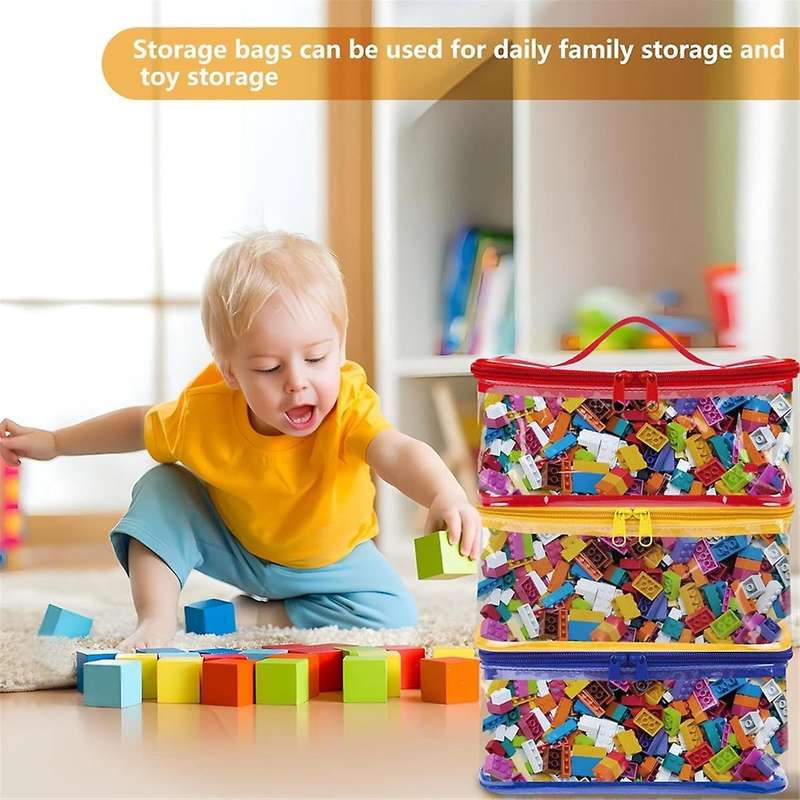 3 Packs Clear Toy Storage Bags,9.8 X 5.9x5.9 Inch Transparent PVC Toy Organizing Bags with Zipper,Wa