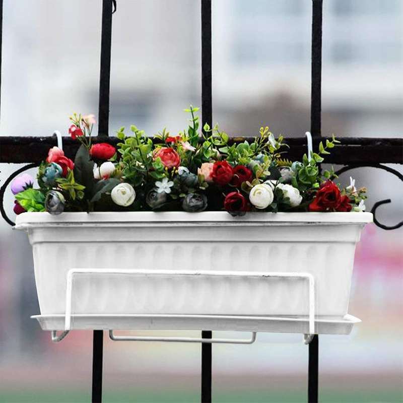 3 Packs 19.6 Inches White Flower Window Boxes Plastic Vegetable for Windowsill, Patio, Garden, Porch