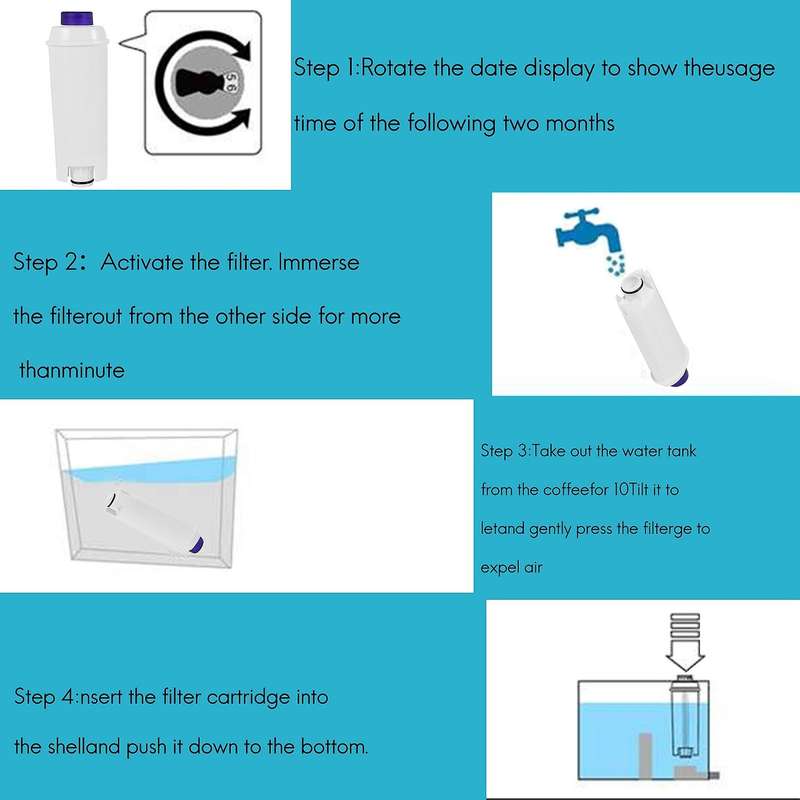 3 Packs Coffee Machine Water Filter for Dlsc002 Replacement Filter with Activated Carbon