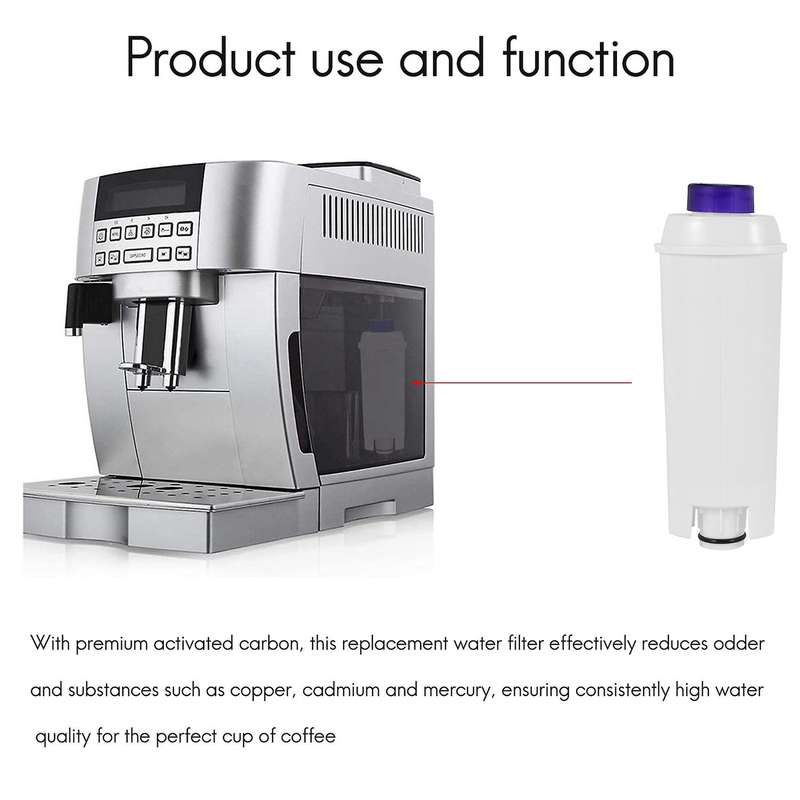 3 Packs Coffee Machine Water Filter for Dlsc002 Replacement Filter with Activated Carbon