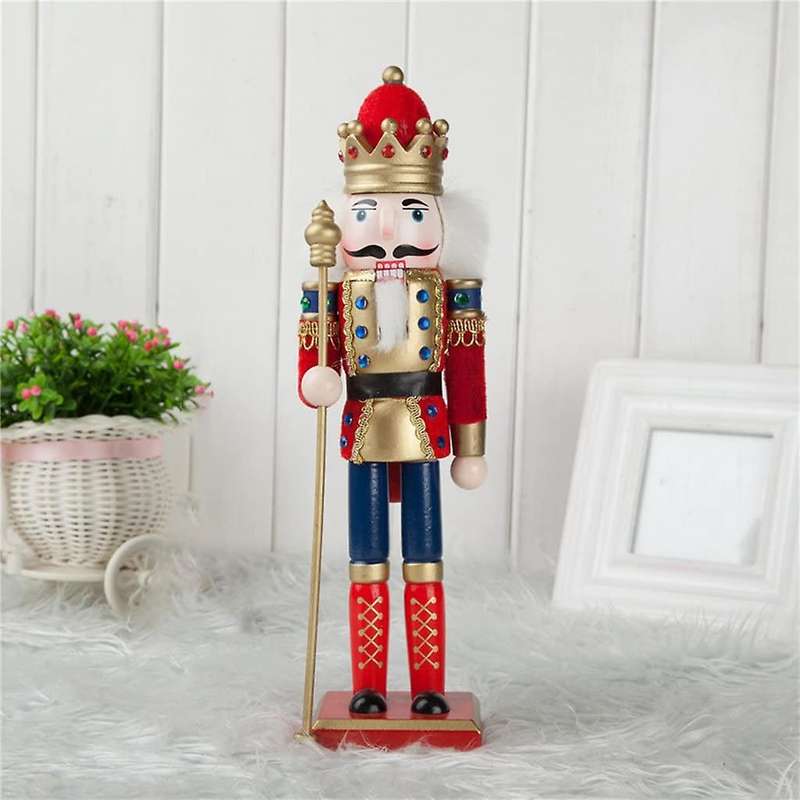3 Pcs 12 Inch Wooden Nutcracker Figure - Wood Christmas Nutcracker Holiday Decoration( & )