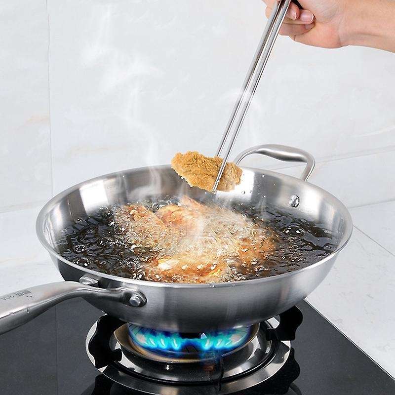 3 Pairs Cooking Chopsticks Extra Long Stainless Steel Chopsticks with Anti-Slip Threaded for Hot Pot