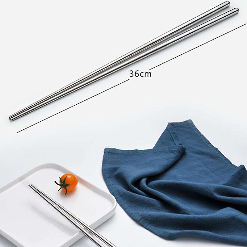 3 Pairs Cooking Chopsticks Extra Long Stainless Steel Chopsticks with Anti-Slip Threaded for Hot Pot