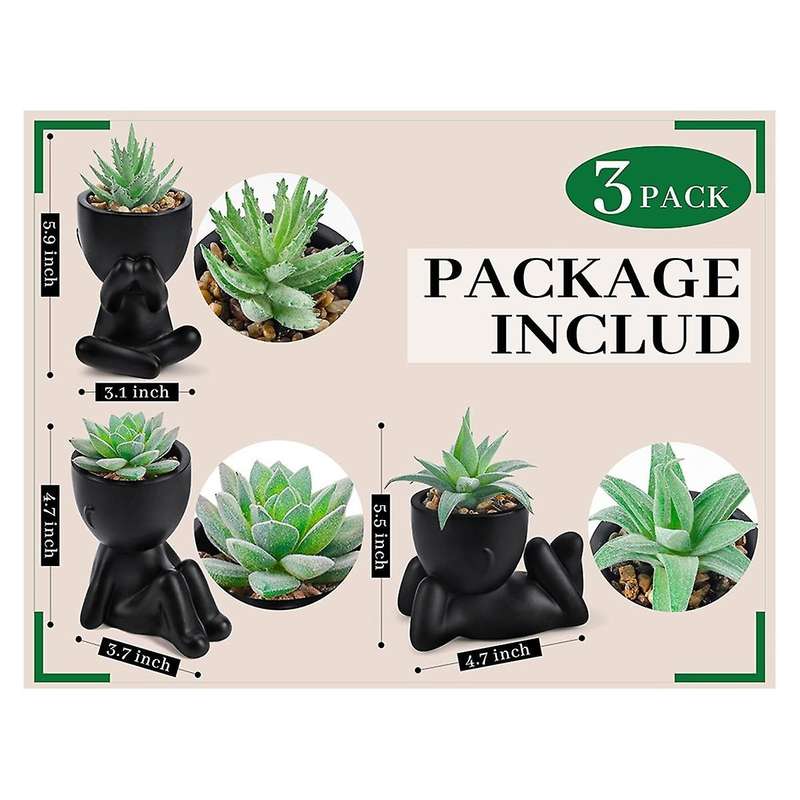 3 Packs Plants Artificial Succulents Plants for Room Bathroom Home Office Desk Accessories Decor