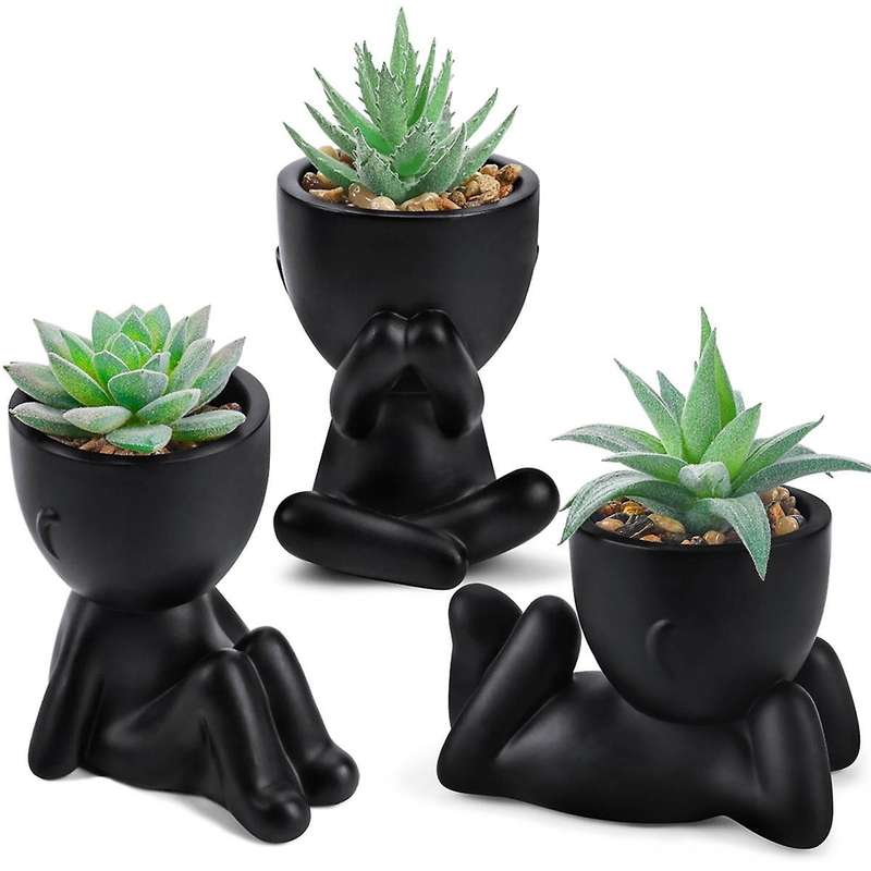 3 Packs Plants Artificial Succulents Plants for Room Bathroom Home Office Desk Accessories Decor