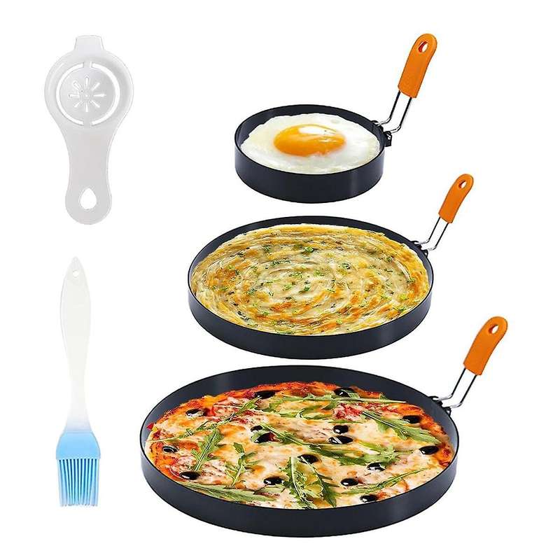 3 Packs Egg Rings for Griddle Frying Egg, 3.5 Inch Egg Ring 6 Inch Pancake Mold 8 Inch Omelet Ring N