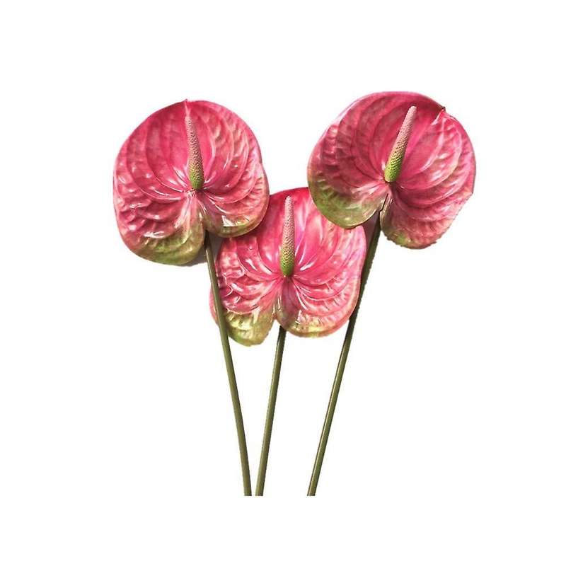 3 Pcs 22.8Inch Artificial Anthurium Flowers for Home Decor Bouquet and Green Leaf and Bridal Wedding