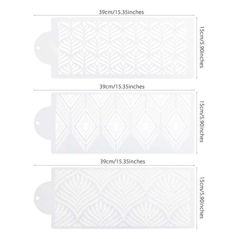 3 Pcs Cake Decorating Stencils Mold Plastic Templates Spray Floral Cake Cookie Fondant Dessert Decor