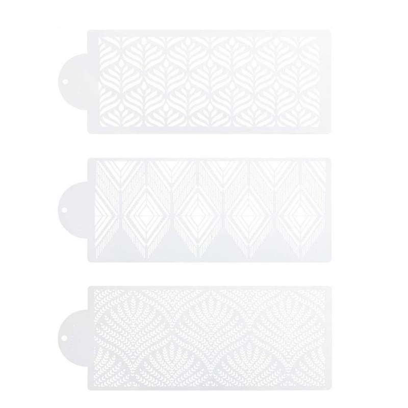 3 Pcs Cake Decorating Stencils Mold Plastic Templates Spray Floral Cake Cookie Fondant Dessert Decor