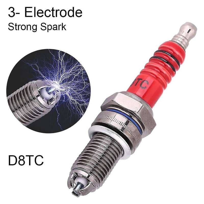 3 Pcs 3-Electrode Spark Plug D8TC for 125Cc 150Cc 200Cc 250Cc Motorcycle Scooter ATV Quads