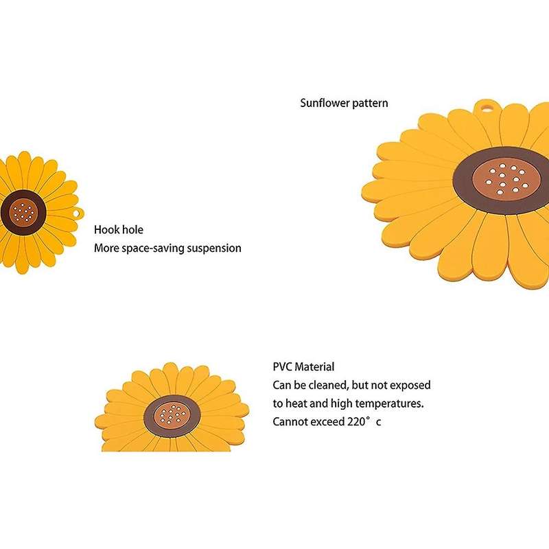 3 Pcs Anti-Hot PVC Trivet Mat,Sunflower Anti-Heat Pan Mat,Antislip Heat Resistant Placemat for Hot D