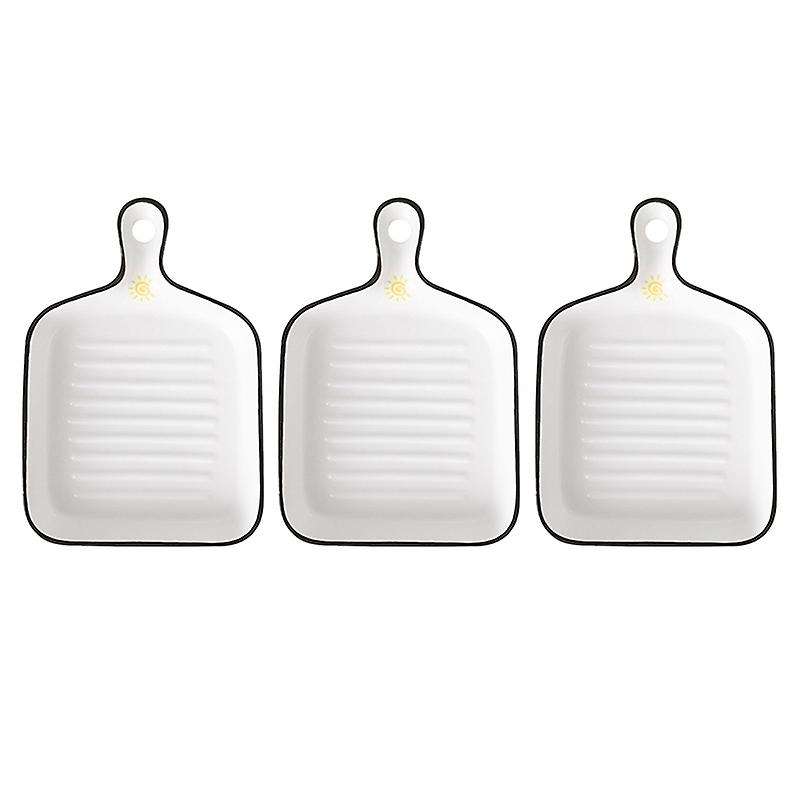 3 Pcs Ceramic Bakeware Black Top Painted Ceramic Single Handle Dinner Plate Ceramic Bakeware Bakewar