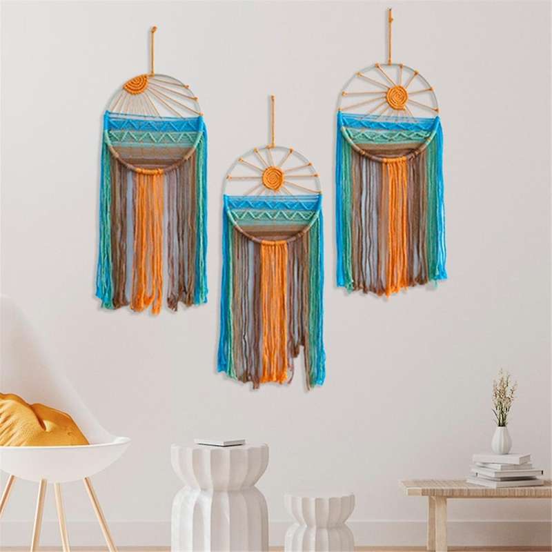 3 Pcs Catcher Wall Decor Boho Macrame Catcher Sunrise Sunshine Sunset Dreamcatcher Kit Colorful