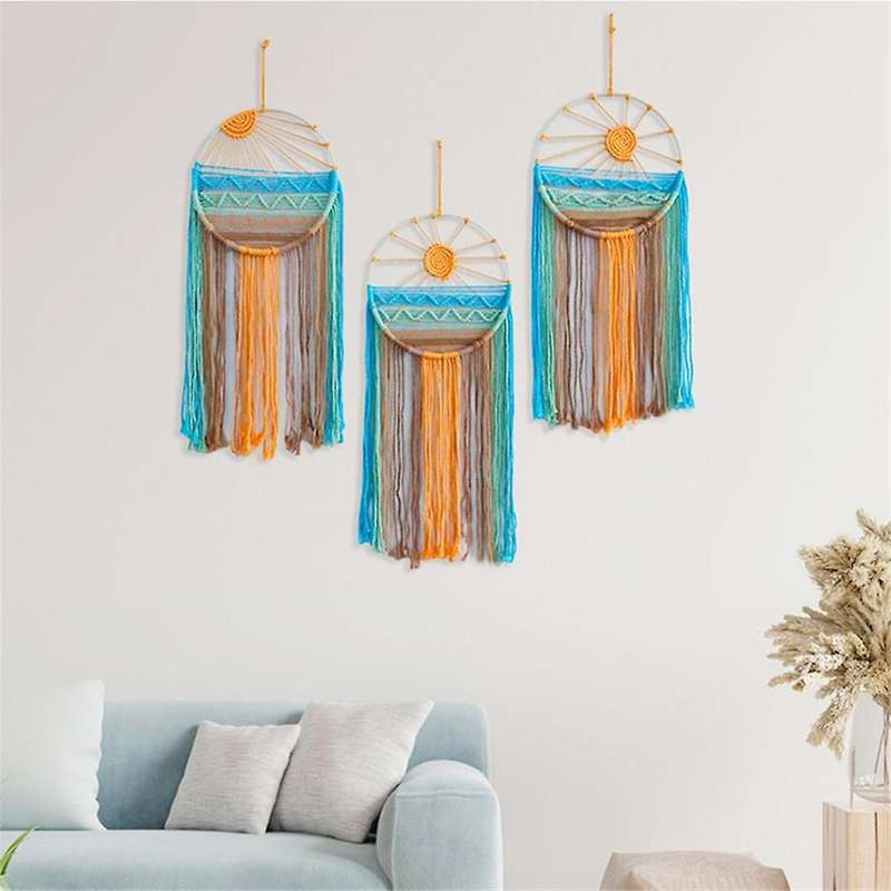 3 Pcs Catcher Wall Decor Boho Macrame Catcher Sunrise Sunshine Sunset Dreamcatcher Kit Colorful