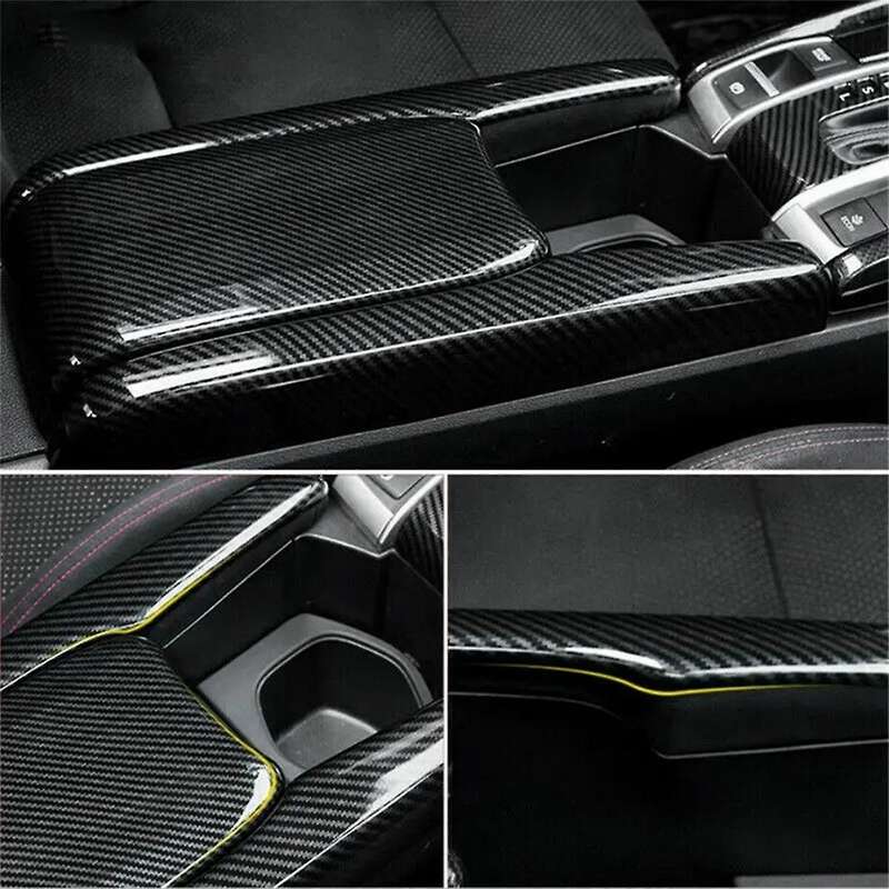 3 Pcs Car Abs Carbon Fiber Central Armrest Box Panel Cover for 2016- 2021 Accessories Interior Parts