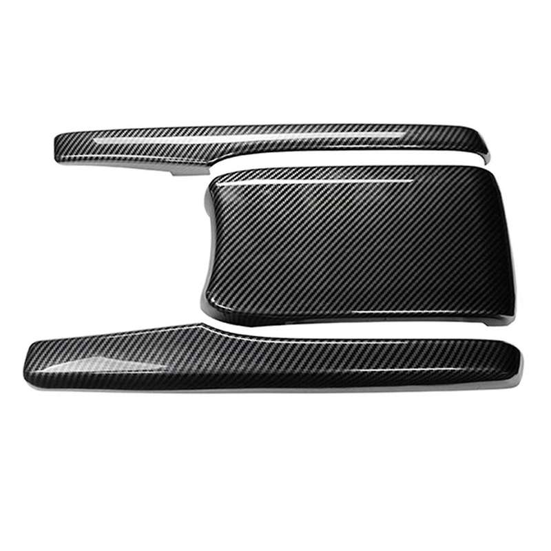 3 Pcs Car Abs Carbon Fiber Central Armrest Box Panel Cover for 2016- 2021 Accessories Interior Parts