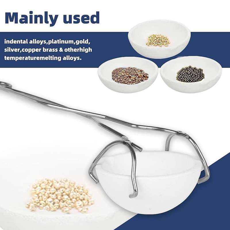 3 Pcs Ceramic Quartz Crucible Dish Cup with Whip Tongs Handle Melting Gold Silver Copper Ceramic Cru