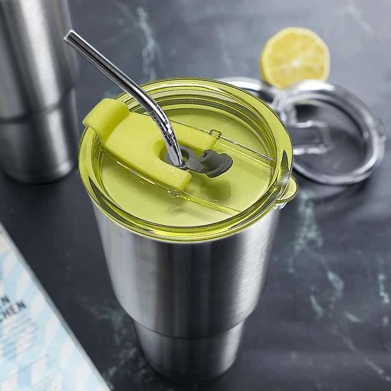 3 Pcs Color Splash-Proof Lid Can Be Inserted with Straws, Sealed, Waterproof Lid, Handle, Eggshell C