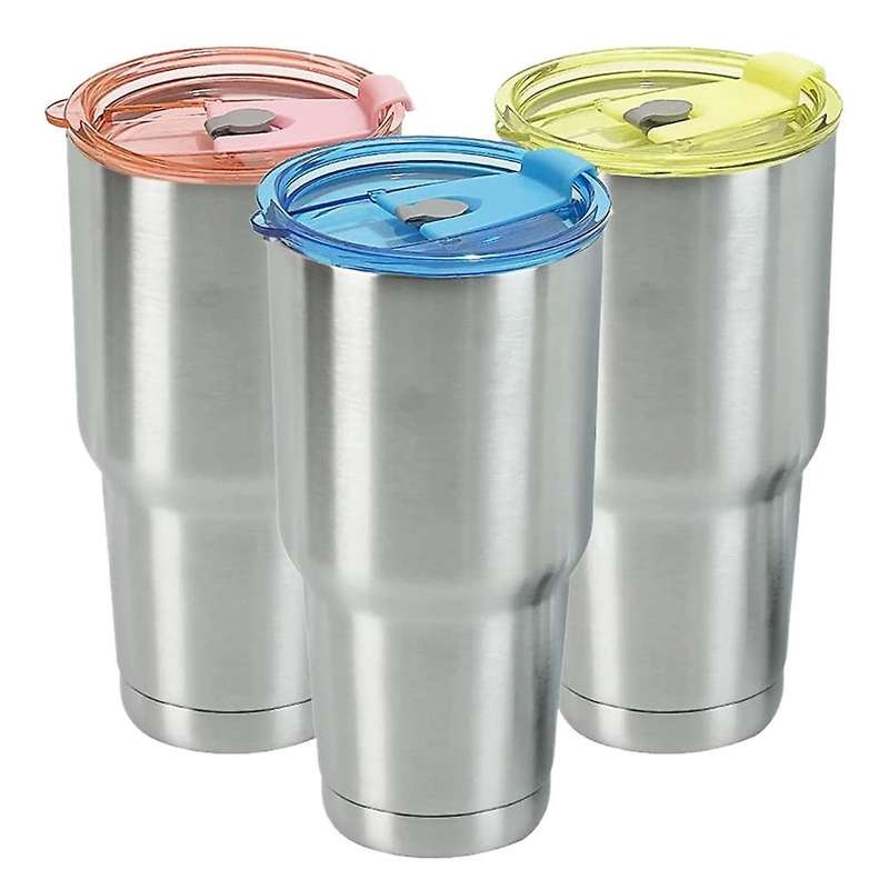 3 Pcs Color Splash-Proof Lid Can Be Inserted with Straws, Sealed, Waterproof Lid, Handle, Eggshell C