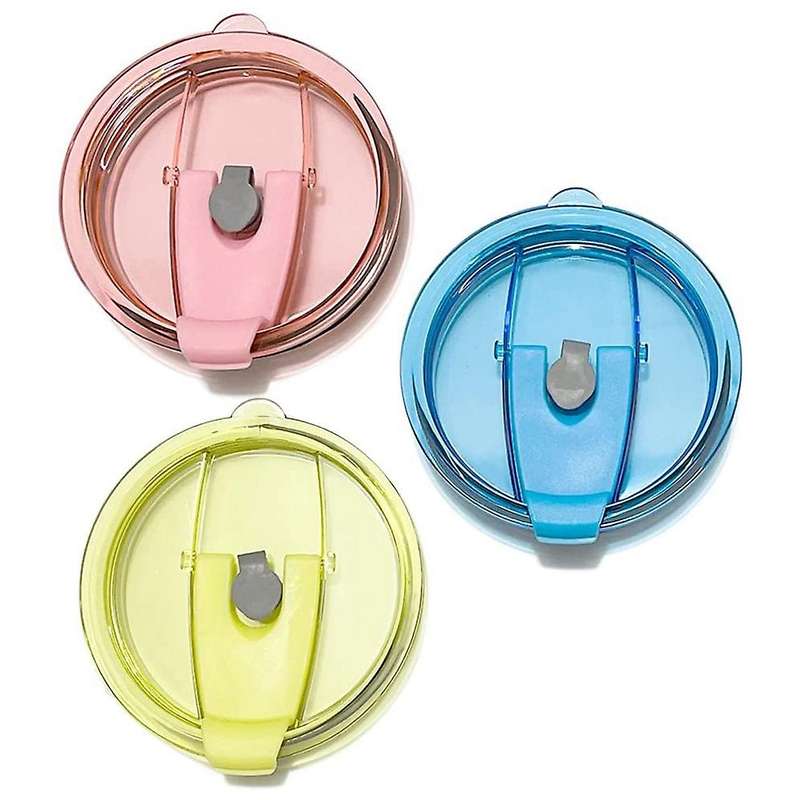 3 Pcs Color Splash-Proof Lid Can Be Inserted with Straws, Sealed, Waterproof Lid, Handle, Eggshell C